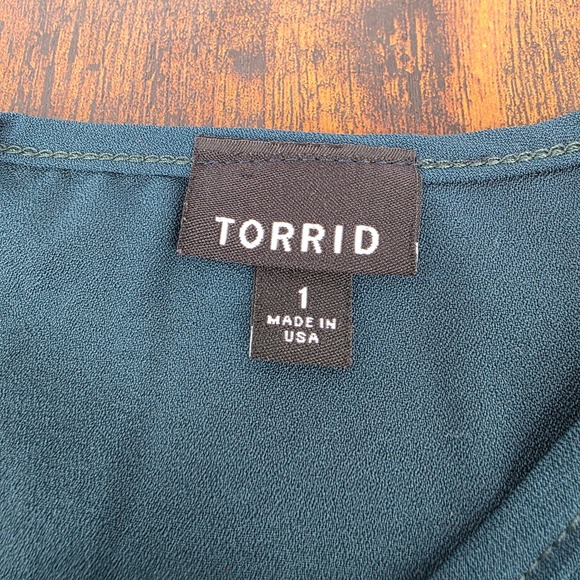 Torrid Crochet Lace Trim Sleeveless Blouse Women 1 Teal Green Keyhole Back - Picture 3 of 6